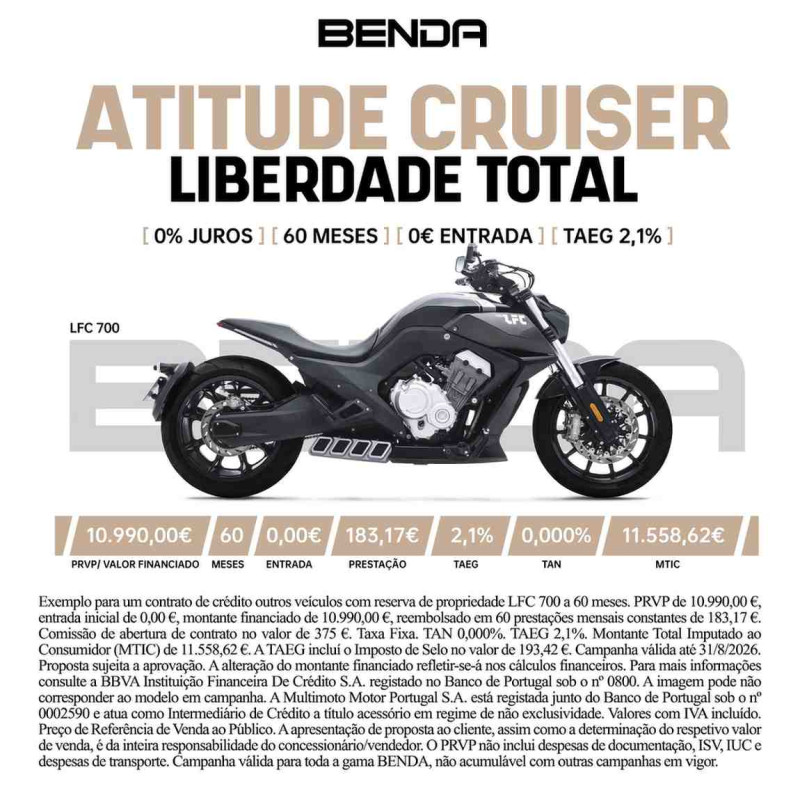 BENDA LFC 700 (FINANCIAMENTO 0% JUROS)